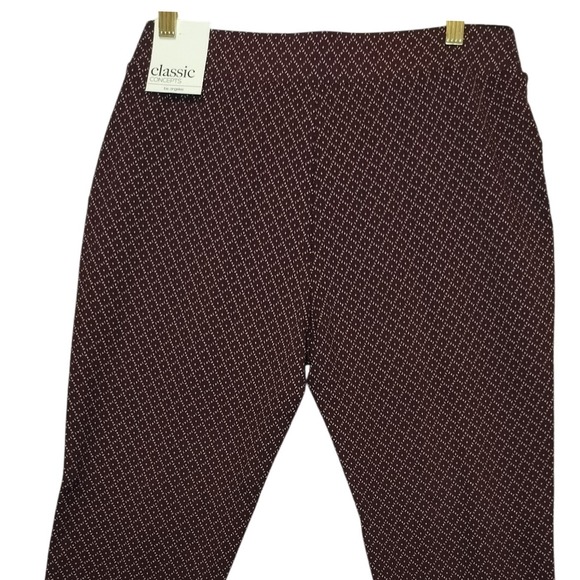NWT Classic Concept Women's LG Burgundy Diamond Print Pockets Stretch Pant - Picture 4 of 4